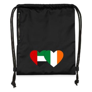Vereinigte Arabische Emirate Irland Flagge Herz - Turnbeutel aus Recycling-Material - Schwarz - Vorne