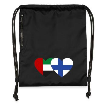 United Arab Emirates Finland Flag Heart - Gymsac made from recycled material - black - Front