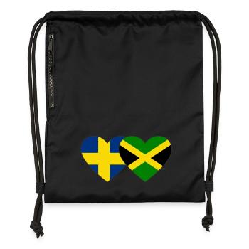 Schweden Jamaika Flagge Herz - Turnbeutel aus Recycling-Material - Schwarz - Vorne