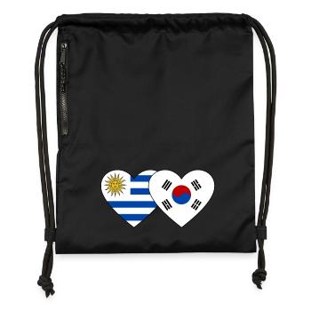 Uruguay Südkorea Flagge Herz - Turnbeutel aus Recycling-Material - Schwarz - Vorne
