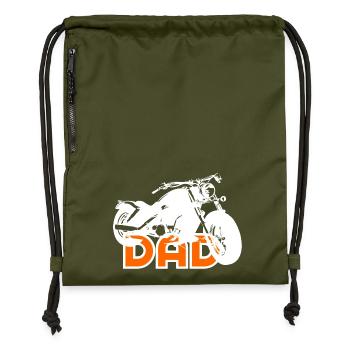 Biker DAD Blanc / Orange moto - Sac à cordon en polyester recyclé - military green - Devant