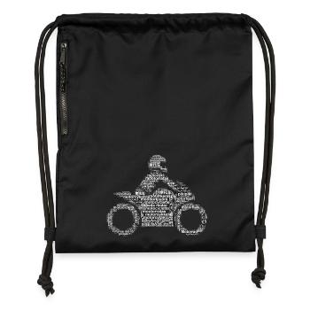 Motorrad Wort-Bild weiß - Turnbeutel aus Recycling-Material - Schwarz - Vorne