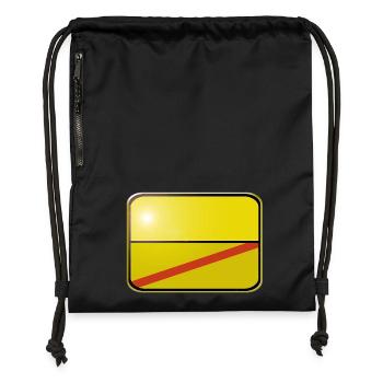 Ortsschild blanko - selbst designen - Turnbeutel aus Recycling-Material - Schwarz - Vorne
