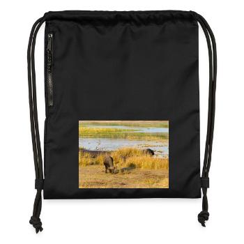 African herd of Cape buffalo Namibia Africa - Gymsac made from recycled material - black - Front