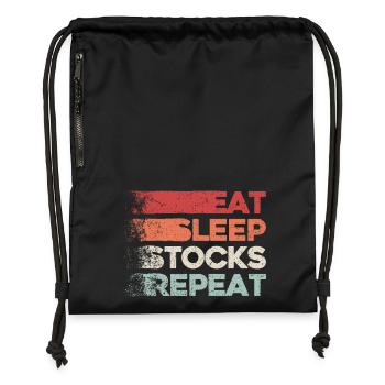 Manger, dormir, stocker, répéter - Sac à cordon en polyester recyclé - noir - Devant