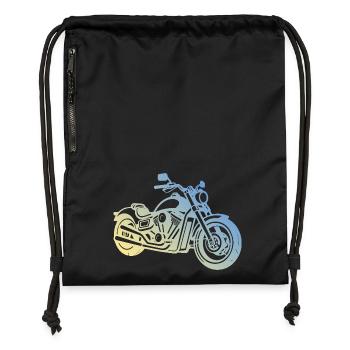 Motorrad Biker - Turnbeutel aus Recycling-Material - Schwarz - Vorne
