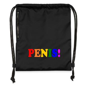 Penis - cock - dick - schwanz - Turnbeutel aus Recycling-Material - Schwarz - Vorne