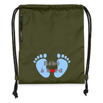 Bébé à bord - Sac à cordon en polyester recyclé - military green - Devant