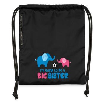 Big Sister Elephant - Sac à cordon en polyester recyclé - noir - Devant