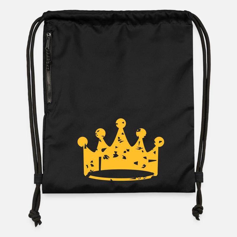 Couronne - Sac à cordon en polyester recyclé - noir