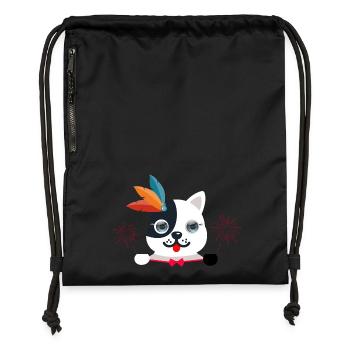 Сute chat aux yeux bleus - Sac à cordon en polyester recyclé - noir - Devant