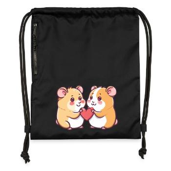 Couple de hamsters Amour Saint-Valentin - Sac à cordon en polyester recyclé - noir - Devant