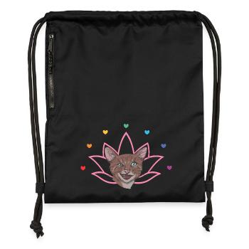 Chakra Cat - Gymsac made from recycled material - black - Front