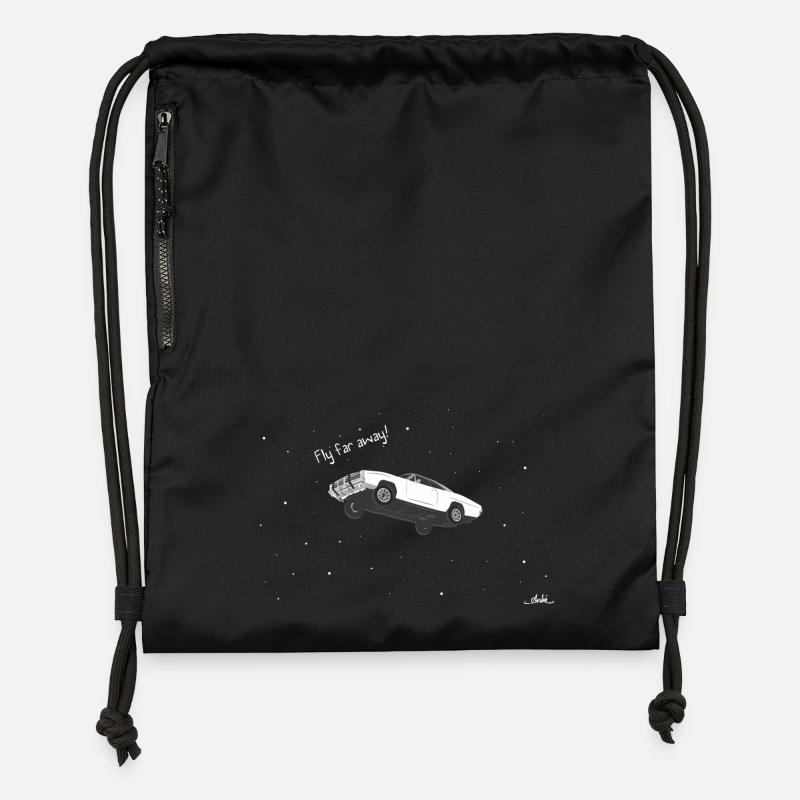 fliegendes Auto - Turnbeutel aus Recycling-Material - Schwarz
