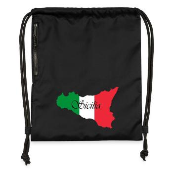 Sicile couleurs classique écrit Sicilia - Sac à cordon en polyester recyclé - noir - Devant