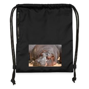 Hippopotamus hippo (Hippopotamus amphibius) Hippo - Gymsac made from recycled material - military green - Front