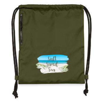 Mer de sable salé Côte Dictons Été Soleil Mer - Sac à cordon en polyester recyclé - military green - Devant