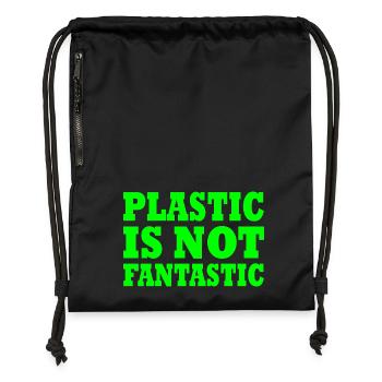 Plastic is not fantastic - Turnbeutel aus Recycling-Material - Schwarz - Vorne