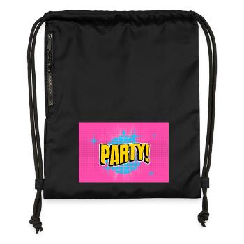 Party Disco Comic Stil Blase Graffiti Schriftzug - Turnbeutel aus Recycling-Material - Schwarz - Vorne