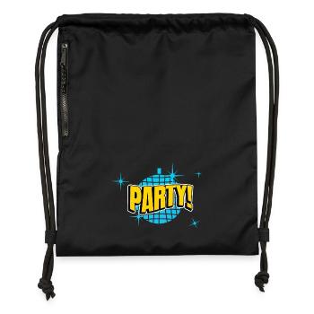 Party Disco Comic Stil Blase Graffiti Schriftzug - Turnbeutel aus Recycling-Material - Schwarz - Vorne