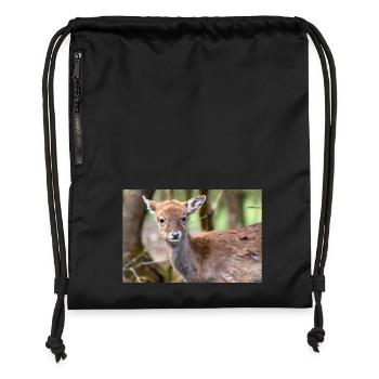 Fallow Deer (in german Damwild or Damhirsch) Dama - Gymsac made from recycled material - black - Front