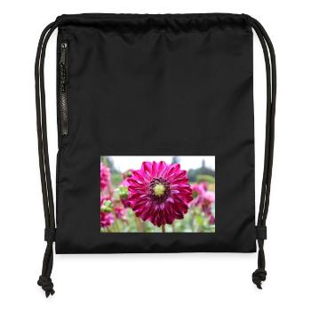 Dahlia Red Violet Blossom ,Flower - Gymsac made from recycled material - black - Front