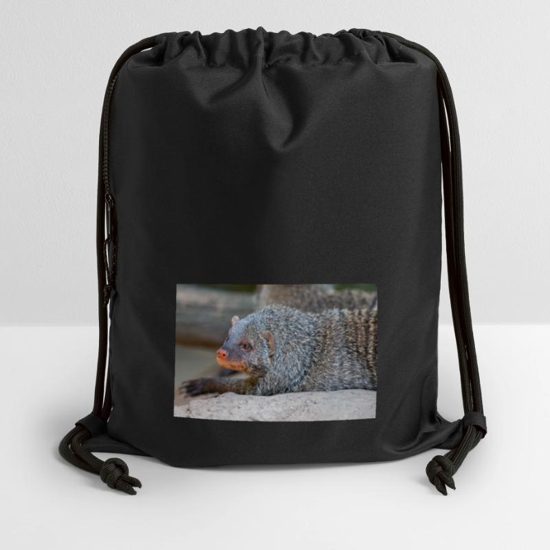 Gebänderte Manguste oder Zebramanguste Zebramanguste Turnbeutel aus Recycling-Material