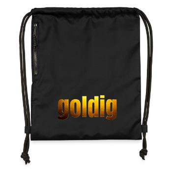 goldene Schrift goldig - Turnbeutel aus Recycling-Material - Schwarz - Vorne