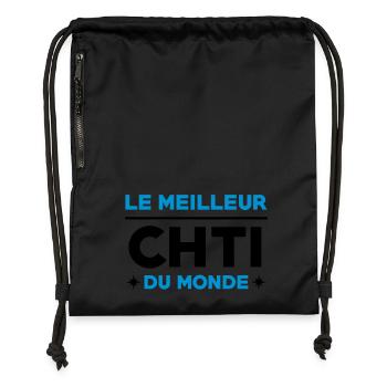 Nord / Ch'ti / Chti / Nordiste / Biloute Nordiste - Sac à cordon en polyester recyclé - noir - Devant