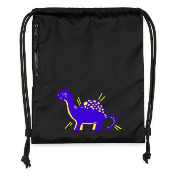 Dino Dinosaurier niedlich süß cartoon comic - Turnbeutel aus Recycling-Material - Schwarz - Vorne
