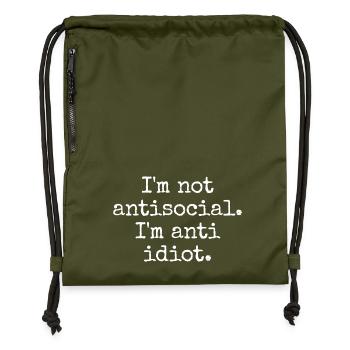 Sarcastic introvert - Gymsac made from recycled material - military green - Front