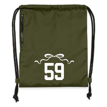 Number 59 Knot - 59th Anniversary - Gymsac made from recycled material - military green - Front