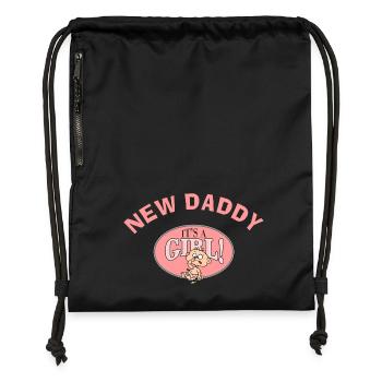 New Daddy It's A Girl (PERSONALIZE ADD DATE} - Gymsac made from recycled material - military green - Front