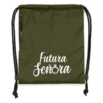 Futura Señora Engagement Bridal Shower Wedding - Gymsac made from recycled material - military green - Front