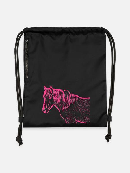 Pferd rosa pink - Turnbeutel aus Recycling-Material - Schwarz