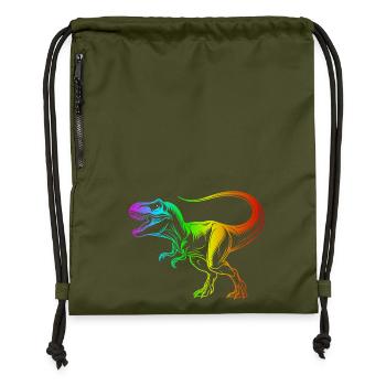 Tyrannosaurus Rex Dinosaurier, Regenbogen T-Rex - Turnbeutel aus Recycling-Material - military Green - Vorne