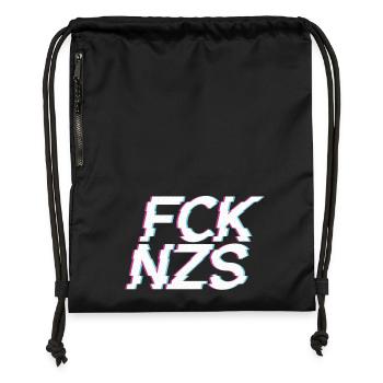 FCK NZS – Glitch - Gymsac made from recycled material - black - Front