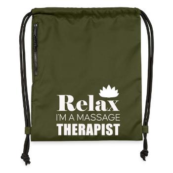 Relax Massage Therapist Logo Shirt - Turnbeutel aus Recycling-Material - military Green - Vorne