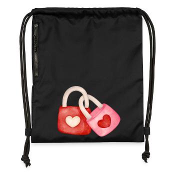 Liebende, verrückt vor Liebe, Valentinstag - Turnbeutel aus Recycling-Material - Schwarz - Vorne