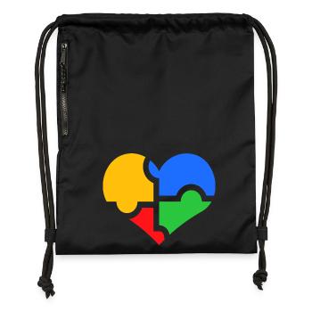 Autismus Autist Liebe Herz Puzzle - Turnbeutel aus Recycling-Material - Schwarz - Vorne