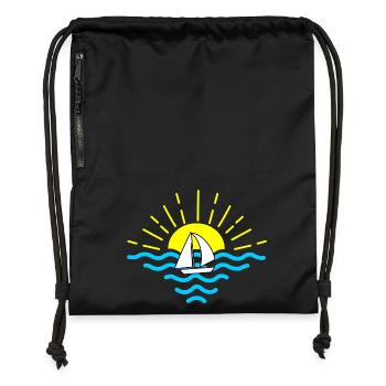Sunset Sea Segelboot - Turnbeutel aus Recycling-Material - Schwarz - Vorne