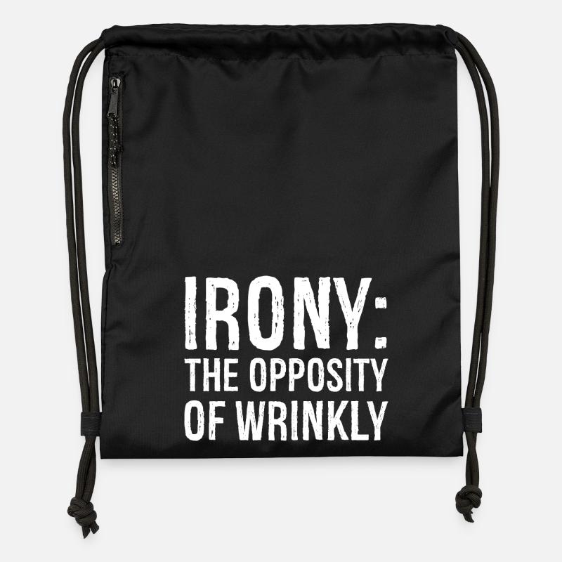 L’ironie, l’opposition des rides - Sac à cordon en polyester recyclé - noir