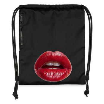 Lèvres - Sac à cordon en polyester recyclé - noir - Devant