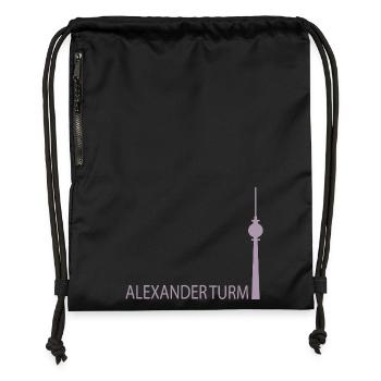 Witziger Berliner Fernsehturm Silhouette Parodie - Turnbeutel aus Recycling-Material - Schwarz - Vorne