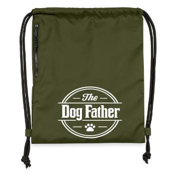 L’insigne du Père Chien avec un motif de patte - Sac à cordon en polyester recyclé - military green - Devant