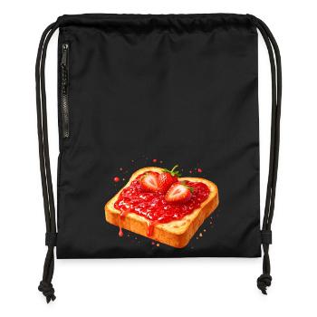 Toast mit Erdbeermarmelade Illustration  - Turnbeutel aus Recycling-Material - Schwarz - Vorne
