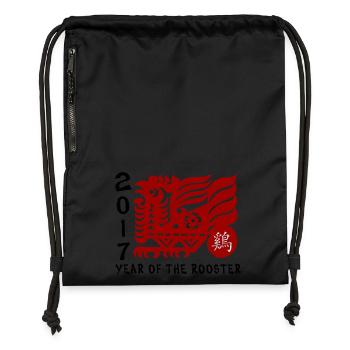 2017 année du coq Papercut - Sac à cordon en polyester recyclé - noir - Devant