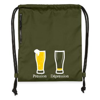 pression - depression - bière - Sac à cordon en polyester recyclé - military green - Devant