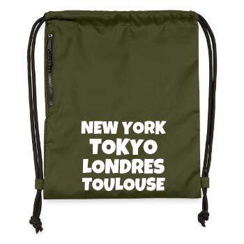 Toulouse, I love Toulouse, Occitanie - Gymsac made from recycled material - military green - Front