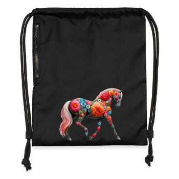 Horse decorated with flowers - Gymsac made from recycled material - black - Front